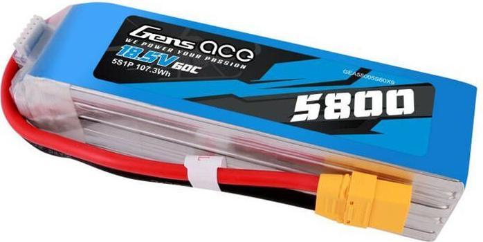 Produktbild Gens Ace 5800mAh 60C 18.5V 5S1P Lipo Battery Pack with XT90 plug (18.50 V, 5800 mAh)