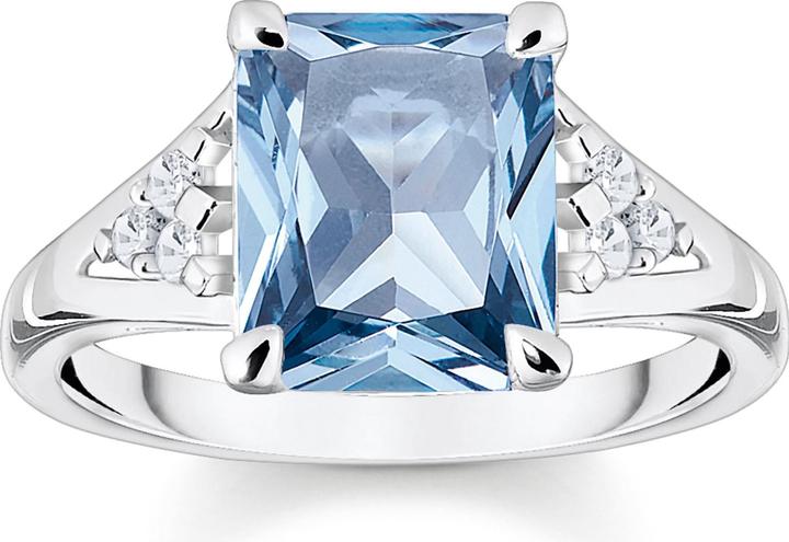 Thomas Sabo Ring mit Aqua und Weissen Steinen Silber (56, 925 Silber)