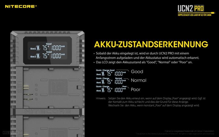 Produktbild Nitecore UCN2 PRO - für Canon Cameras (Kamera Akku Ladegerät)