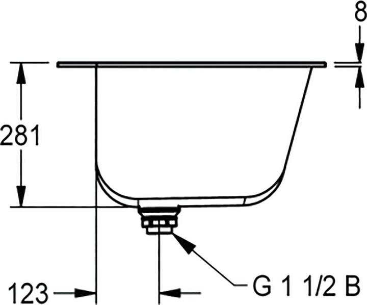 Produktbild Franke KWC Ausgussbecken Einlegemontage BS324N Ablauf rechts, Edelstahl (520 mm, 670 mm)