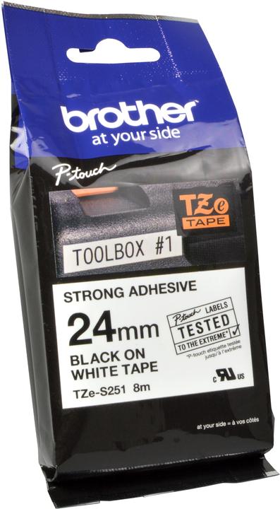 Actual product image Brother Tze-S251 (2.40 cm, Black, White)