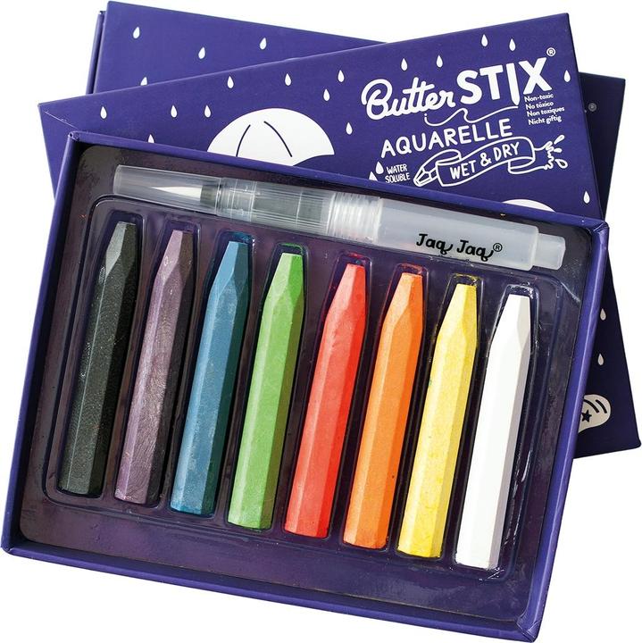 Jaq Jaq Bird 8 Chalk Butterstix with watercolour pencil (Multicoloured, 9 x)