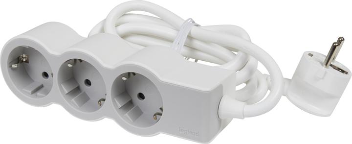 Actual product image Legrand Flat socket strip 3x socket, 3 metre cable white-grey 694559 (3 x, CEE 32/3, 3 m)