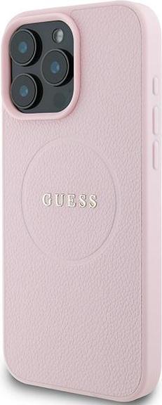 Produktbild Guess GUHMP15XPGHSMMP iPhone 15 Pro Max 6.7" różowy/pink MagSafe PU Grained Gold Ring (Apple iPhone 15 Pro Max)