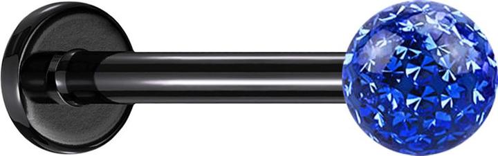 Produktbild Star Piercing Micro Labret schwarz mit Kristallkugel dunkelblau Epoxy Schutzschicht (ohne Messing, Titan G23)
