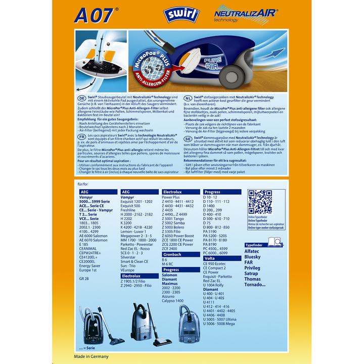 Produktbild Swirl Staubbeutel A07 Neutraliz Air (4 x)