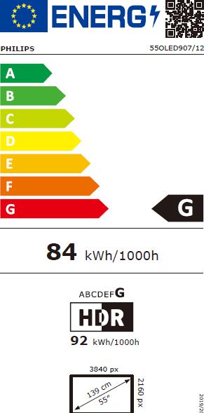 Energie-Label Philips 55OLED907/12 (55", OLED907, OLED, 4K, 2023)
