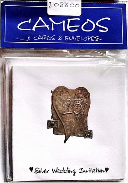 Produktbild Cameos Einladungen SilberHochzeit 6erPack Karton (6 Stk.)