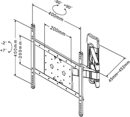 Actual product image Multibrackets Flexarm Tilt & Turn III (Wall, 55", 25 kg)