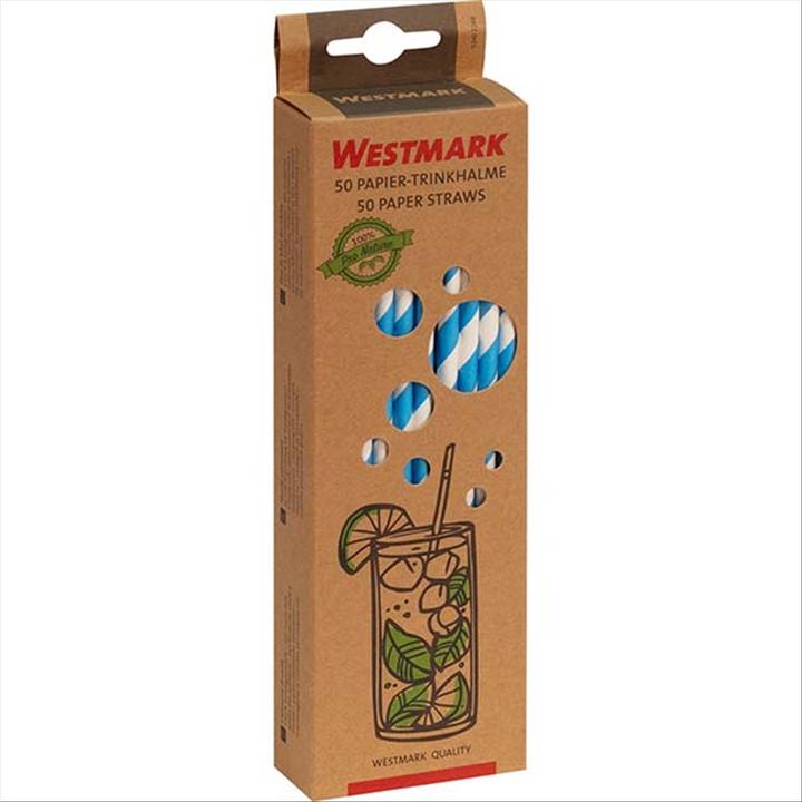 Actual product image Westmark 50 paper drinking straws, blue-white, 19,7 cm, 50 sb (50 x)