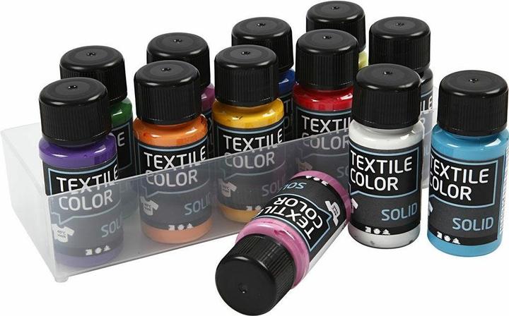Immagine prodotto Creativ Company Dekkende Textielverf - Set van 12 Kleuren, 50ml (Colori assortiti, 50 ml)