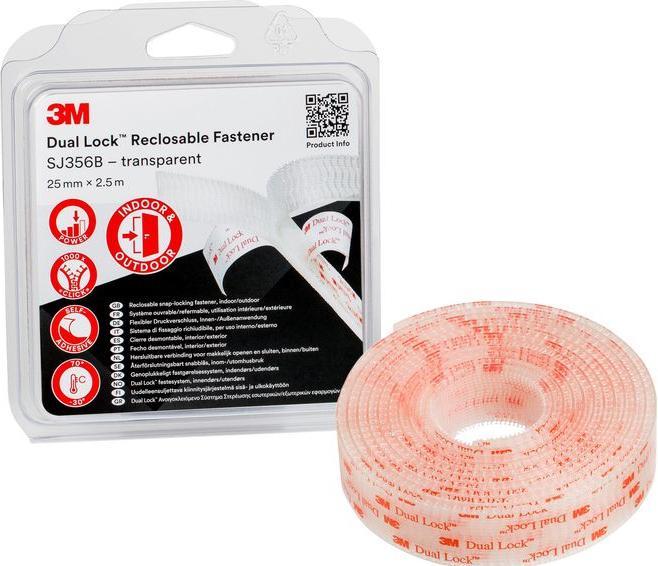 Image du produit 3M Ruban de fermeture à pression Dual Lock 25mm x 2.5m Transparent (25 mm)