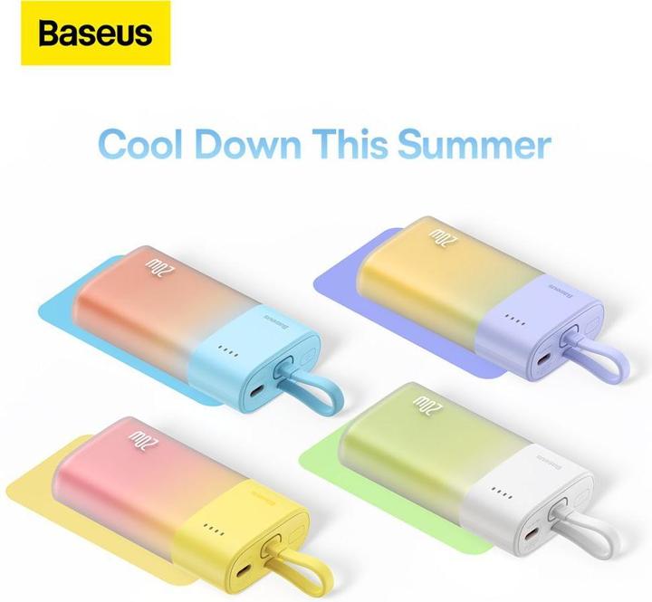 Actual product image Baseus Popsicle 5200mAh 20W Powerbank with Built-in Lightning Cable (+ White Simple USB-C - U (5200 mAh, 20 W, 19.24 Wh)