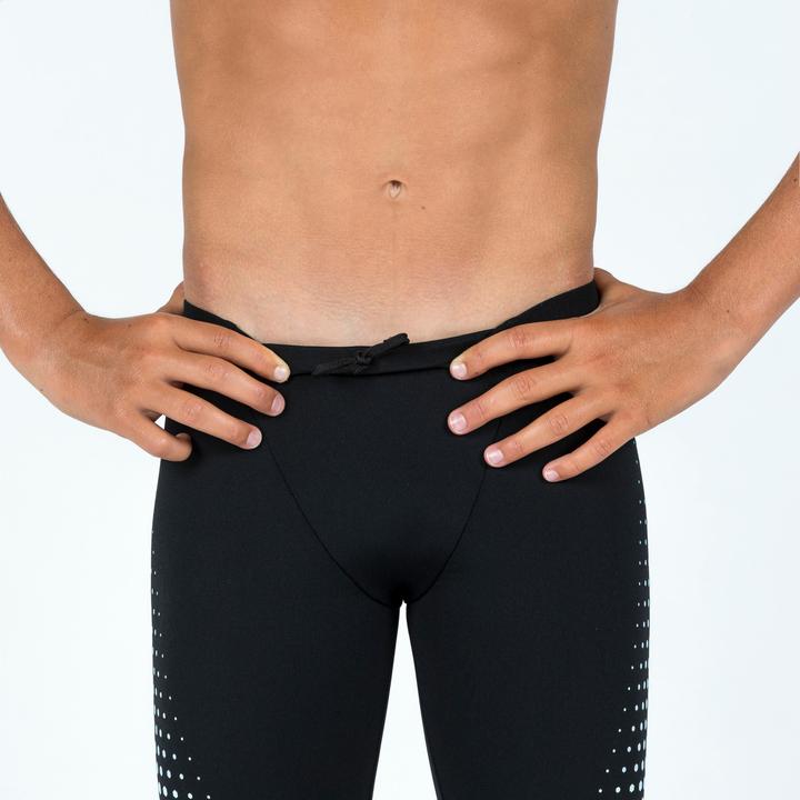 Image du produit Nabaiji Maillot de bain jammer natation Garçon - 500 Fitib noir mesh blanc (8, 9, 10)