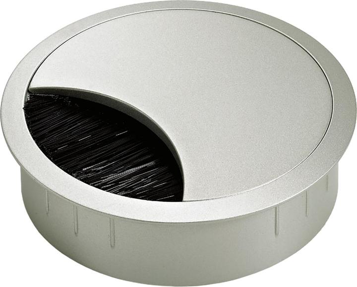 Actual product image Hettich Cable aperture with brush, Ø 60 mm, metal, aluminium finish (Cable hole, 1.20 cm)