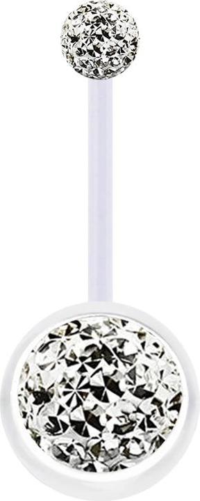 Produktbild Star Piercing Banane transparent mit zwei Kristall Kugeln silber Epoxy Schutzschicht (ohne Messing, Bioflex)