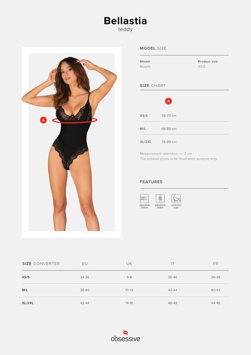 Actual product image Obsessive Bellastia Body mit BügelCups Schwarz (XS)