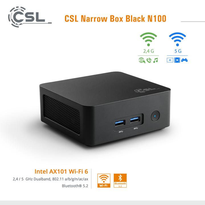 Produktbild CSL Narrow Box Black (Intel N100, 32 GB, 1000 GB, Intel UHD Graphics)