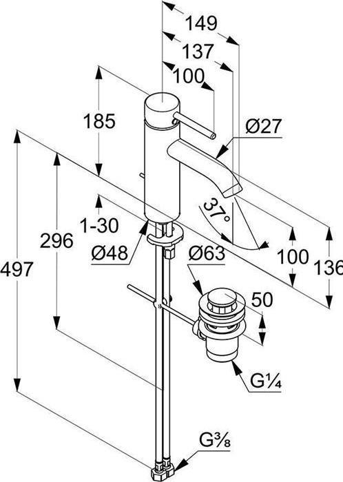 Actual product image Kludi Single-lever basin mixer BOZZ DN 15 chr