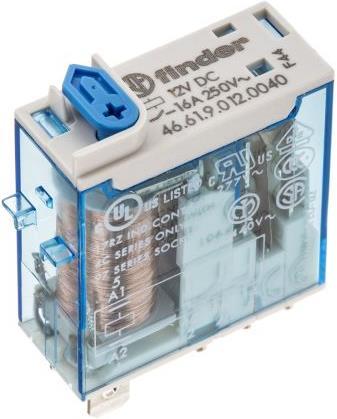 Actual product image Finder Plug in relay w/ flag, 16A, 12Vdc, SPDT
