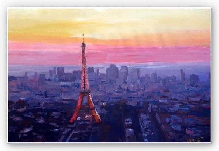 Actual product image Trenddeko Bleichner - Paris Eiffel Tower at dusk (60 x 40 cm)