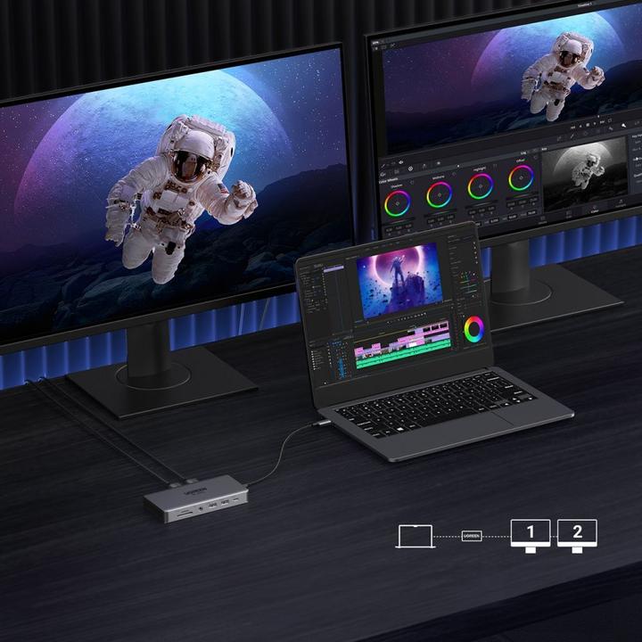 Produktbild Ugreen HUB CM681 15978 13in1 USB-C - 2x USB-A 3.2 / 2x USB-A 3.0 / USB-C 3.2 / 2x HDMI / DisplayPort (USB-C, 13 Ports)