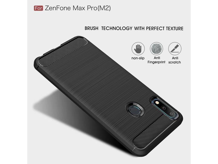 Produktbild Screenguard Asus Zenfone Max Pro M2 Hülle Carbon Brushed Soft TPU (Asus Zenfone Max Pro (M2))