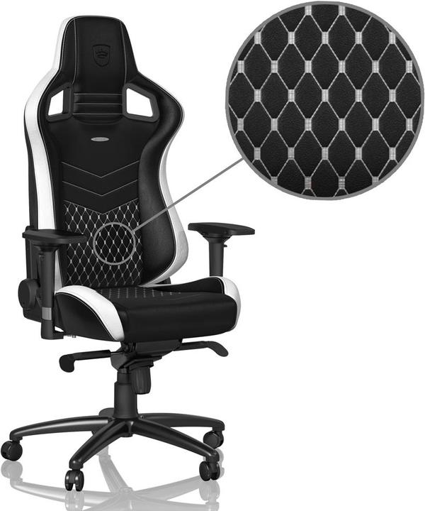 Actual product image noblechairs EPIC gaming chair Genuine leather gaming chair, black-white-red