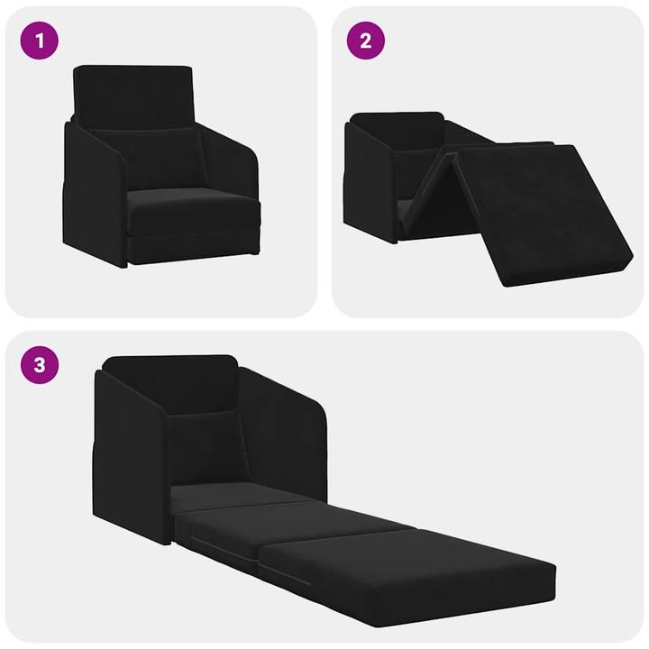 Produktbild VidaXL Boden Sofa Bett 2-in-1 Schwarz 65x80x83 cm Samt