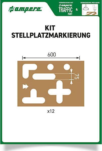 Image du produit Ampere Jeu de pochoirs, marquage des places de stationnement, 12 pochoirs, en carton.