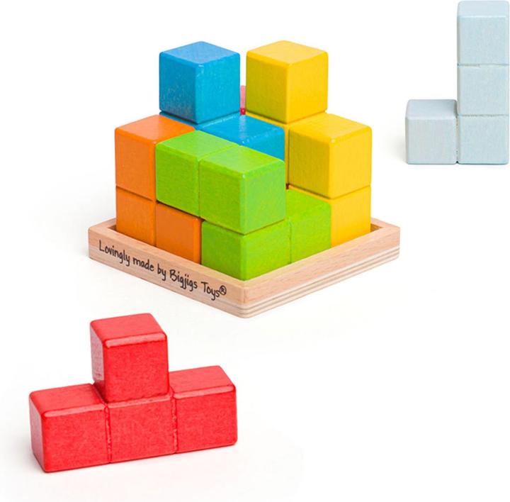 Actual product image Bigjigs Lock-a-Cube wooden cube puzzle