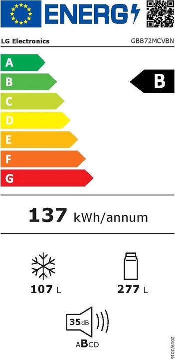 Etichetta energetica LG GBB72MCVBN (384 l)