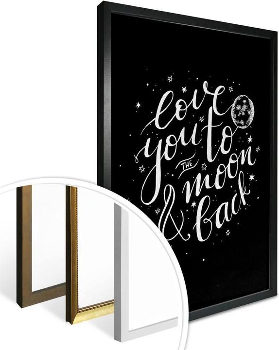 Produktbild Trenddeko Love you to the moon and back - handlettering - schwarz negativ (60 x 80 cm)
