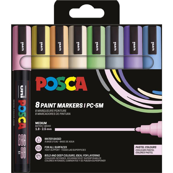 Immagine prodotto Posca Marchio PC-5M a punta tonda (multicolore, 2.50 mm, 8 x)