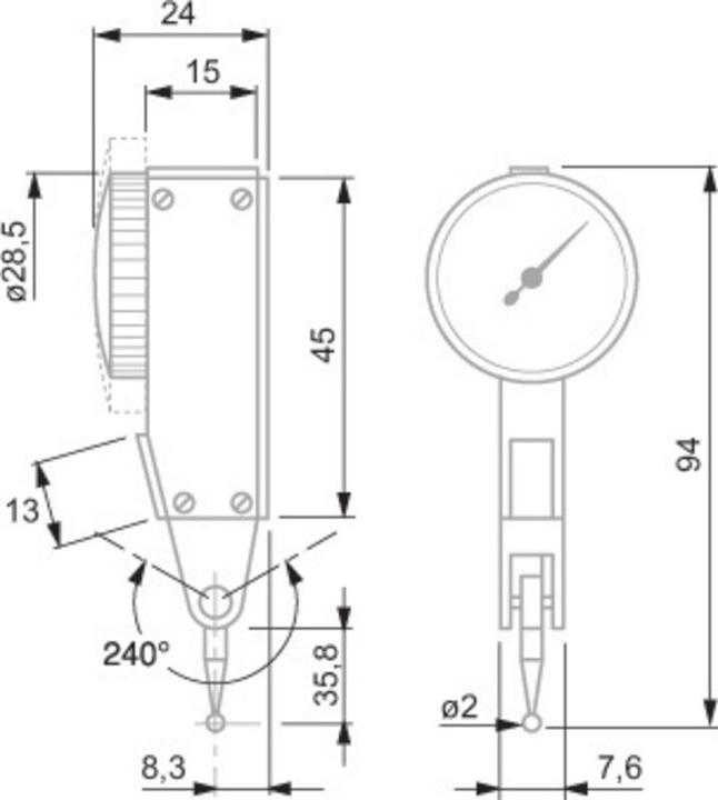 Actual product image Tesa Technology TAST lever gauge 0, 01 mm graduation, 28 mm diameter in case 1810007 (mm)