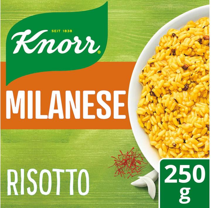 Produktbild Knorr Risotto Milanese, Traditionsgericht aus Mailand, mit feinen Pilzen und Safran abgeschmeckt (250 g)