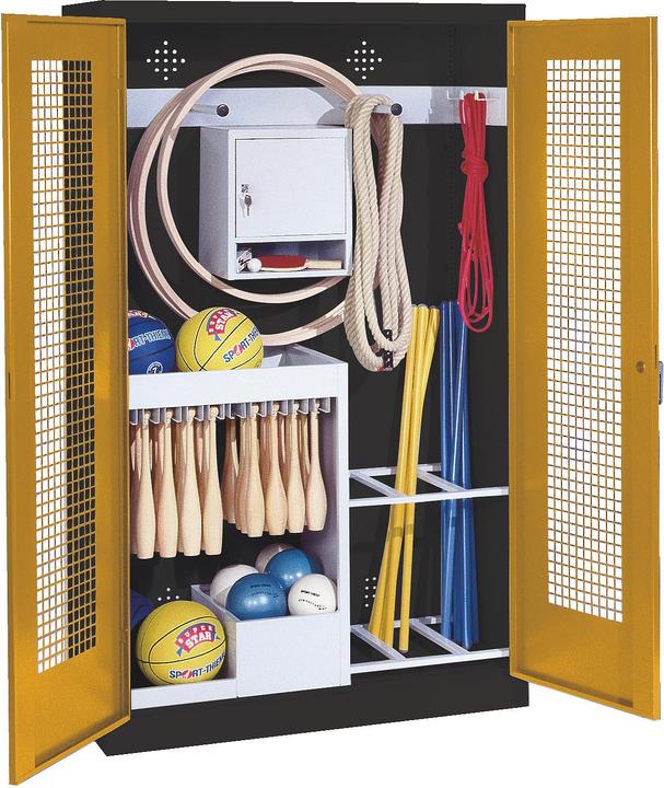 Actual product image C+P Sports equipment cabinet (HxWxD: 195x120x50 cm, with perforated sheet metal hinged doors, type 1)