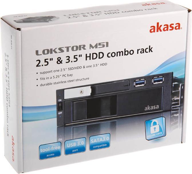 Actual product image Akasa Lokstor M51 enclosure for storage drives with front connectors