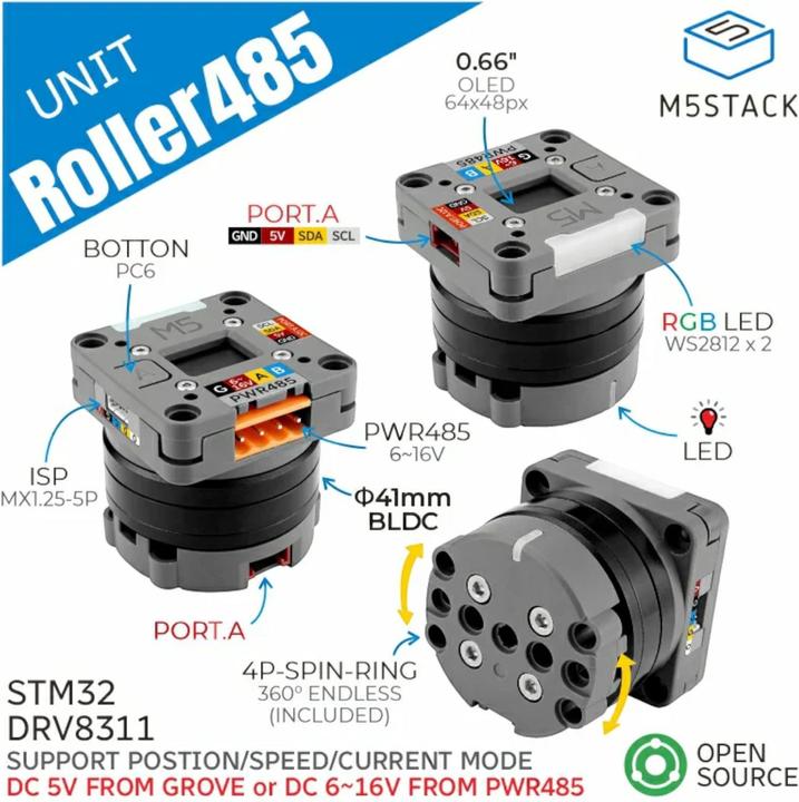 Produktbild M5Stack Roller485 Unit mit BLDC Motor RS485 / I2C