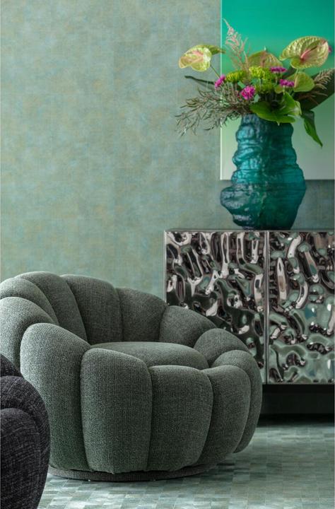 Actual product image Kare Design Swivel armchair Peppo Bloom Melange Green