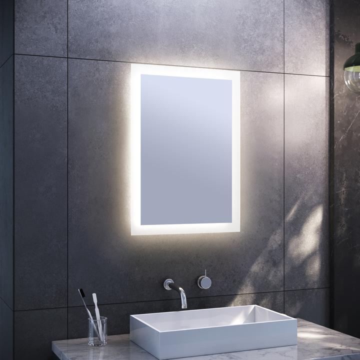 SONNI LED-Badezimmerspiegel, 50 x 70 cm, warmweiss, vertikale/horizontale Montage, IP44 wasserdicht