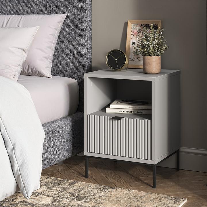 Actual product image Vichy Bedside table Eliza, Grey, 40 x 55 cm with 1 drawer