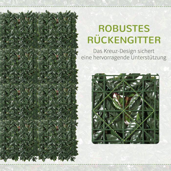 Immagine prodotto Swisshandel24 Parete di piante artificiali 12 pezzi Protezione UV schermo privacy, design nespola lucida, 50x50 (50 cm)