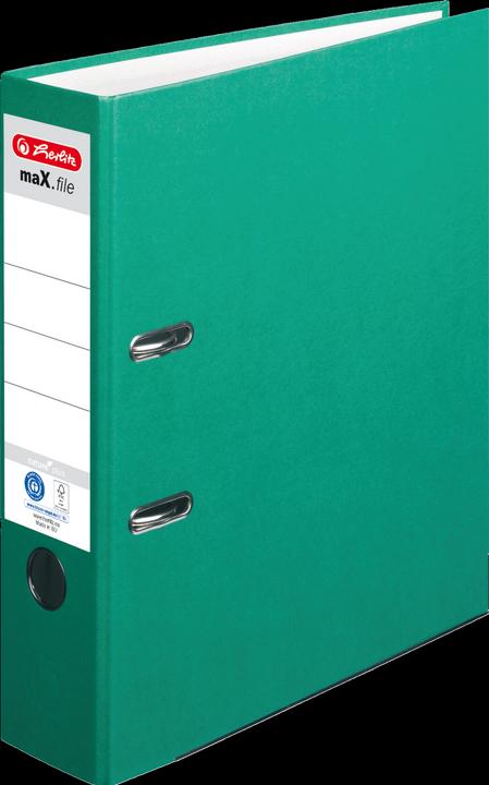 Herlitz Cartella maX.file nature plus, larghezza dorso: 80 mm, verde DIN A4, copertina in carta speciale (A4, 80 mm, 1 Pezzo/i)