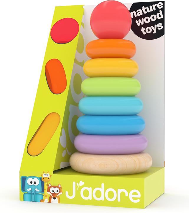 J'adore Rainbow Wooden Ring Stacker
