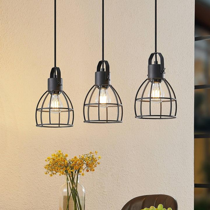 Immagine prodotto Lindby Lampada a sospensione Flintos 3 Nero (E27)