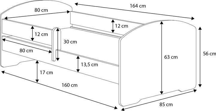 Produktbild ADRK Furniture Bett mit Matratze PEPE DOG 160x80 (160 x 80 cm)