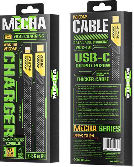 Produktbild Wekome WDC-191 Mecha-Serie – USB-C-zu-Lightning-PD-Verbindungskabel 20 W 1 m (Gelb) (1 m)