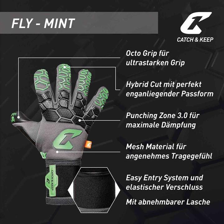 Produktbild Catch & Keep Fussballhandschuhe Fly Mint Soul Gr. 12 Mintgrün Torwart Keeper Goalie Handschuhe (12)