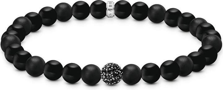 Thomas Sabo Bead Armband Obsidian schwarz (19 cm, Silber 925)